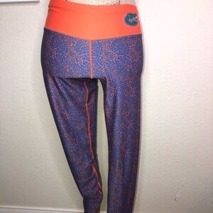 Florida Gators Leggings in Orange & Blue Print with Florida Gator on Waist Sz S